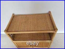 Vintage Bamboo Rattan Wicker Bookcase Cabinet Tv Unit Mid-century Boho Scandi
