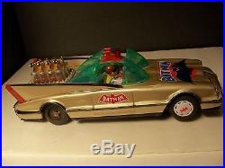 Vintage Batman tin toy car gold rare Batmobile. WORKS LIGHTS, PISTONS VERY COOL