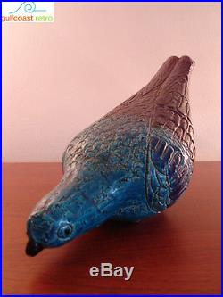 Vintage Bitossi Bird Pigeon Aldo Londi Rimini Blue Purple Mid Century Retro