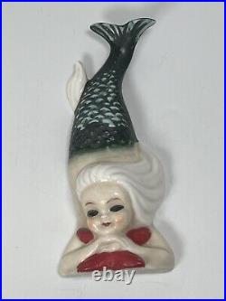 Vintage Bradley Ceramic Mermaid Wall Plaque Mid Century Modern Retro