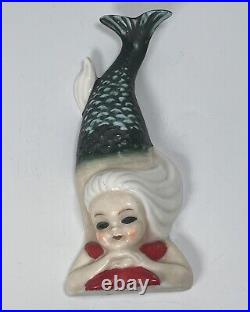 Vintage Bradley Ceramic Mermaid Wall Plaque Mid Century Modern Retro