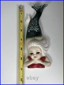 Vintage Bradley Ceramic Mermaid Wall Plaque Mid Century Modern Retro