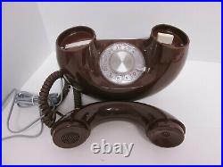Vintage Brown Rotary Sculptura Round Circle Donut Phone Retro Decor Mid Century