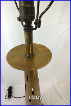 Vintage Brutalist Brass Table Lamp PAIR 41 Tall Mid Century Modern Designer MCM