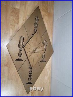 Vintage Burwood Products Arabesque Wall Clock Chess Themed Mid Century works