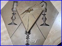 Vintage Burwood Products Arabesque Wall Clock Chess Themed Mid Century works