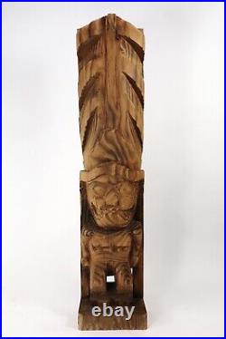 Vintage Carved Wooden Tiki Statue 23 Witco Cryptomeria Wood Mid-Century Modern