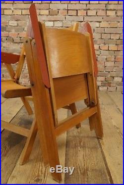 Vintage Chair Set 4 x Folding Mid Century Design Wood Danish Modern 60er Retro