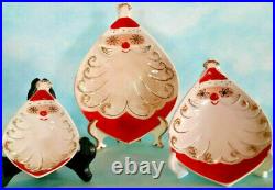 Vintage Christmas Holt Howard Starry Eyed Santa Nut Dish Set Of 3 Nesting RARE