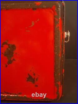 Vintage Coronet Red Metal Cooler Mid Century Retro Ice Chest Box Lid