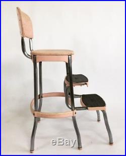 Vintage Cosco Pink Pull Out Step Stool Mid Century Retro Kitchen Chair