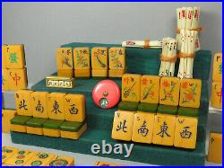 Vintage Crackled Butterscotch Catalin Wafer Back Bakelite Mahjong Mah Jongg Set