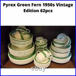Vintage Cup Tea Pyrex Set First Green Fern 1950s Edition Original NOS Saucer
