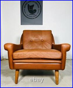 Vintage Danish MID Century Svend Skipper Cognac Lounge Chair 1965