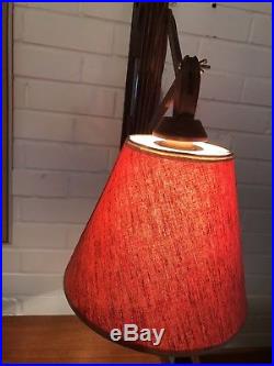 Vintage Danish Teak scissor lamp mid century modern wall orange shade retro 1