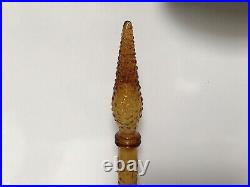 Vintage Dark Amber Wax Drip Genie Bottle Decanter 1960s Glass Empoli Glass