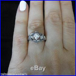 Vintage Diamond Engagement Ring 10k White Gold Promise Retro Mid Century Estate