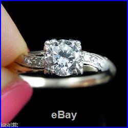 Vintage Diamond Engagement Ring 14k Gold Estate Mid Century Retro Promise c1950s