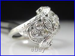Vintage Diamond Princess Ring 14K White Gold Bypass Retro Mid Century 1/5tdw