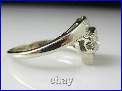 Vintage Diamond Ring Retro Period Mid Century 14K White Gold 1/2ctw Bypass