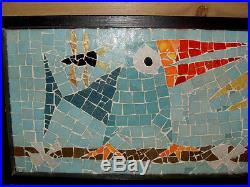 Vintage Evelyn Ackerman Era Mosaic Tile Wall Art Toucans Possible Studio Piece