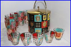 Vintage Fred Press retro/mid-century bar set withice bucket and 12 total glasses