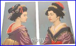 Vintage Geisha Ladies Paint By Number Mid Century Modern Early 1960's 14 X 10