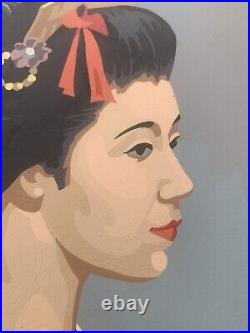 Vintage Geisha Ladies Paint By Number Mid Century Modern Early 1960's 14 X 10