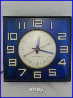 Vintage General Electric Wall Clock Retro Mid Century Modern Cobalt Blue White #