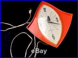 Vintage General Electric Wall Clock Works Model 2159 Retro Orange Mid Century