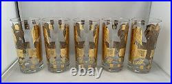 Vintage Georges Briard Highball Glasses 22k Gold Pineapple and Pear Design