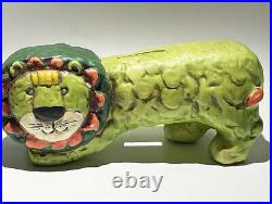 Vintage Georges Briard Mid Century Modern Stretched Lion Figure, Rare Green MCM