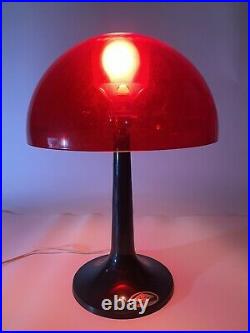 Vintage Gilbert Softlite 70s Acrylic Mushroom Lamp Black Base Red Shade, MCM