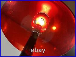 Vintage Gilbert Softlite 70s Acrylic Mushroom Lamp Black Base Red Shade, MCM