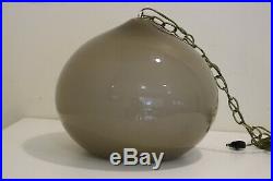 Vintage Glass Globe Hanging Swag Light Mid-Century Chain Retro