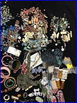 Vintage HUGE retro bead & costume jewelry hoard lot RAREST pieces JL 010621@