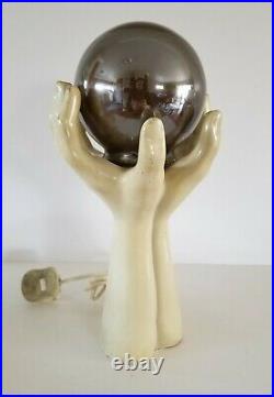 Vintage Hands of Hope Hand Lamp Resin Globe Light Modern 1960s 1970s MCM