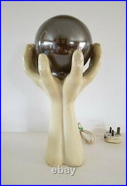 Vintage Hands of Hope Hand Lamp Resin Globe Light Modern 1960s 1970s MCM