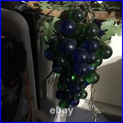 Vintage Hang Swag Lamp 15 Mid Century Lucite Acrylic Blue Green Grape Cluster