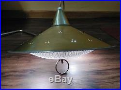 Vintage Hanging Glass Swag Saucer Lamp Light MID Century Modern Chandelier Retro