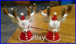 Vintage Holt Howard ceramic REINDEER Christmas candle holders pair deer antlers