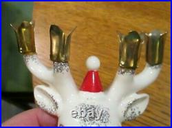 Vintage Holt Howard ceramic REINDEER Christmas candle holders pair deer antlers