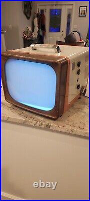 Vintage Hotpoint TV Mid Century Pink & Brown Retro Television Works! GE