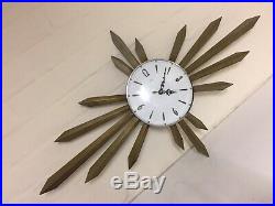 Vintage Iconic Mid Century Metamec Starburst Sunburst Wall Clock Retro