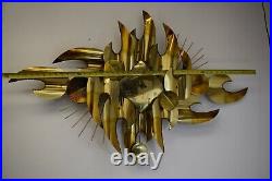 Vintage LARGE! 48 Brass Mid Century Brutalist Wall Clock MCM Wall Hanging