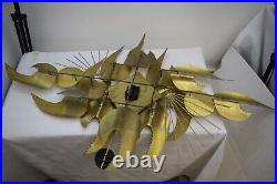 Vintage LARGE! 48 Brass Mid Century Brutalist Wall Clock MCM Wall Hanging