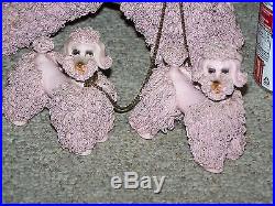 Vintage LARGE Spaghetti Pink Poodle & Two Puppies Painted Faces RARE