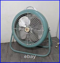 Vintage LASKO Retro Aqua Blue Round Metal Fan 2-Speed Mid Century Modern