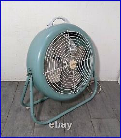 Vintage LASKO Retro Aqua Blue Round Metal Fan 2-Speed Mid Century Modern