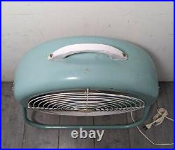 Vintage LASKO Retro Aqua Blue Round Metal Fan 2-Speed Mid Century Modern